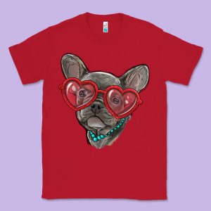 French Bulldog With Love Glasses Classic Tee Designed By Ranaportraitstore