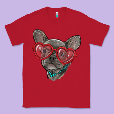 French Bulldog With Love Glasses Classic Tee Designed By Ranaportraitstore