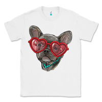 White french bulldog with love glasses Classic Tee - RanaPortraitStore