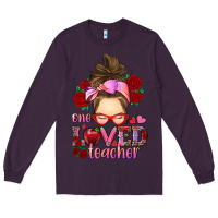 Plum one loved teacher messy bun Long Sleeve Tee - RanaPortraitStore