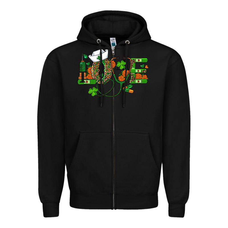 St Patricks Day Love Nurse Zipper Hoodie by RanaPortraitStore | Teevron