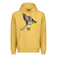 Antique Gold Flying American Goldfinch Premium Hoodie - LillyAllenDesigns