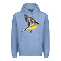 Colony Blue Flying American Goldfinch Premium Hoodie - LillyAllenDesigns