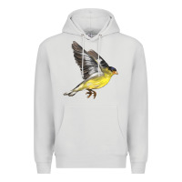Dove Grey Flying American Goldfinch Premium Hoodie - LillyAllenDesigns
