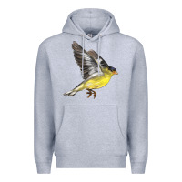 Heather Grey Flying American Goldfinch Premium Hoodie - LillyAllenDesigns
