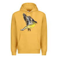Mustard Flying American Goldfinch Premium Hoodie - LillyAllenDesigns