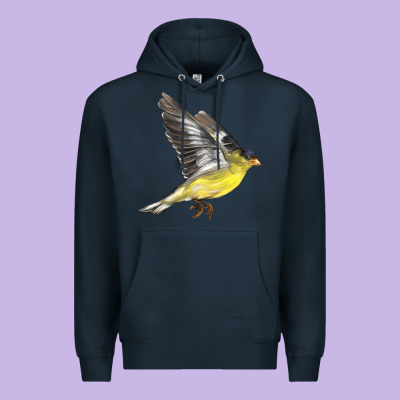 Flying American Goldfinch Premium Hoodie Designed By Lillyallendesigns