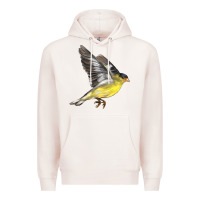 Pale Pink Flying American Goldfinch Premium Hoodie - LillyAllenDesigns
