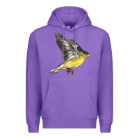 Purple Flying American Goldfinch Premium Hoodie - LillyAllenDesigns