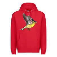Red Flying American Goldfinch Premium Hoodie - LillyAllenDesigns