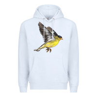 White Flying American Goldfinch Premium Hoodie - LillyAllenDesigns