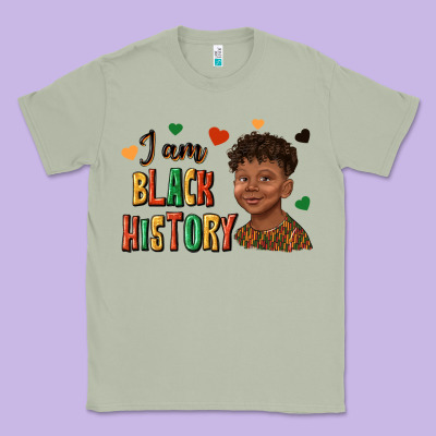 Classic Tee i am black history afro black boy child juneteenth
