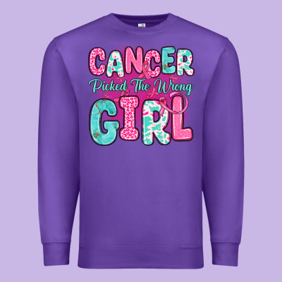Cancer Picked The Wrong Girl Premium Sweatshirt Designed By Jahusdesignshop