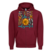 Burgundy auntie like a mom only cooler Zipper Hoodie - Zillion Design Studio