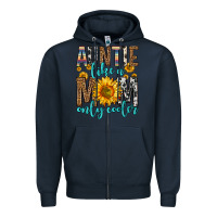 Navy auntie like a mom only cooler Zipper Hoodie - Zillion Design Studio