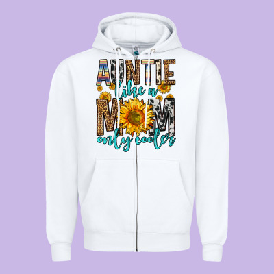 Auntie Like A Mom Only Cooler Zipper Hoodie Designed By Zillion Design Studio