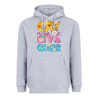 Heather Grey gay love queer Heavyweight Hoodie - HRA Design Shop