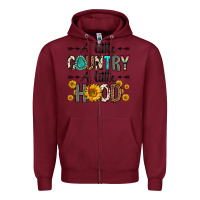 Burgundy a little country a little hood Zipper Hoodie - Zillion Design Studio