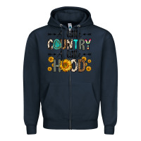 Navy a little country a little hood Zipper Hoodie - Zillion Design Studio