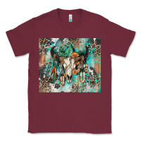 Burgundy cowhide bull skull Classic Tee - Zillion Design Studio