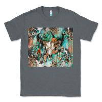 Charcoal Heather cowhide bull skull Classic Tee - Zillion Design Studio