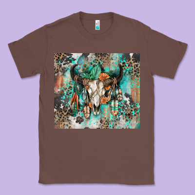 Classic Tee cowhide bull skull