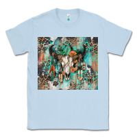 Dusty Blue cowhide bull skull Classic Tee - Zillion Design Studio