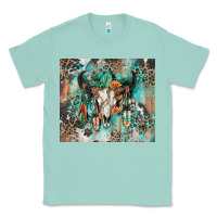 Seafoam cowhide bull skull Classic Tee - Zillion Design Studio