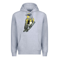 Heather Grey yellow rumped warbler Premium Hoodie - LillyAllenDesigns