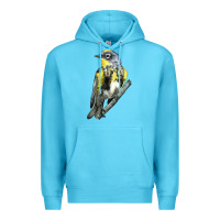 Ocean Blue yellow rumped warbler Premium Hoodie - LillyAllenDesigns