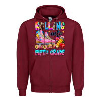 Burgundy rolling into fifth grade Zipper Hoodie - texasbilliewilder