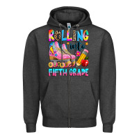 Charcoal Heather rolling into fifth grade Zipper Hoodie - texasbilliewilder