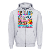 Heather Grey rolling into fifth grade Zipper Hoodie - texasbilliewilder