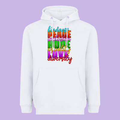 Kindness Peace Inclusion Hope Equality Love Diversity Heavyweight Hoodie Designed By Hra Design Shop