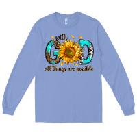 Colony Blue with god all things possible Long Sleeve Tee - RanaPortraitStore