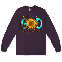 Plum with god all things possible Long Sleeve Tee - RanaPortraitStore