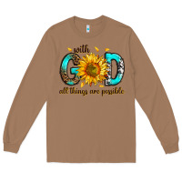Toasted Coconut with god all things possible Long Sleeve Tee - RanaPortraitStore