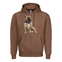 Chestnut french bulldog with royal blue Zipper Hoodie - RanaPortraitStore