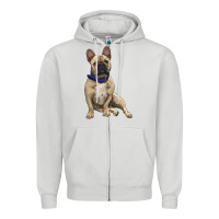 Dove Grey french bulldog with royal blue Zipper Hoodie - RanaPortraitStore