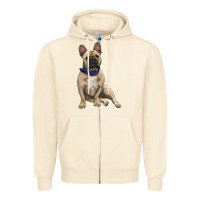Sandshell french bulldog with royal blue Zipper Hoodie - RanaPortraitStore