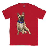 Red French bulldog with royal blue Classic Tee - RanaPortraitStore