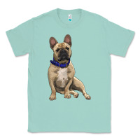 Seafoam French bulldog with royal blue Classic Tee - RanaPortraitStore