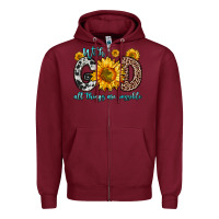 Burgundy with god all things are possible sunflower Zipper Hoodie - Zillion Design Studio