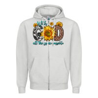 Dove Grey with god all things are possible sunflower Zipper Hoodie - Zillion Design Studio