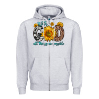 Heather Grey with god all things are possible sunflower Zipper Hoodie - Zillion Design Studio