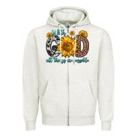 Oatmeal Heather with god all things are possible sunflower Zipper Hoodie - Zillion Design Studio