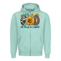 Seafoam with god all things are possible sunflower Zipper Hoodie - Zillion Design Studio