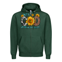 Sports Green with god all things are possible sunflower Zipper Hoodie - Zillion Design Studio