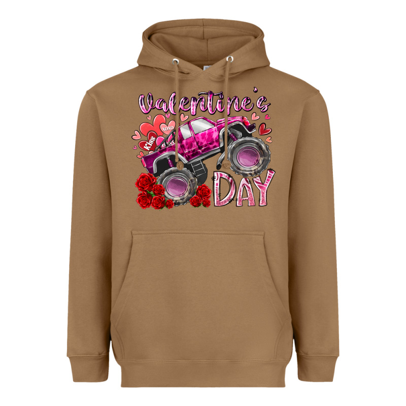 Valentines Day Monster Truck Heavyweight Hoodie by RacoonDesign | Teevron