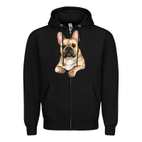 Black french bulldog sitting Zipper Hoodie - RanaPortraitStore